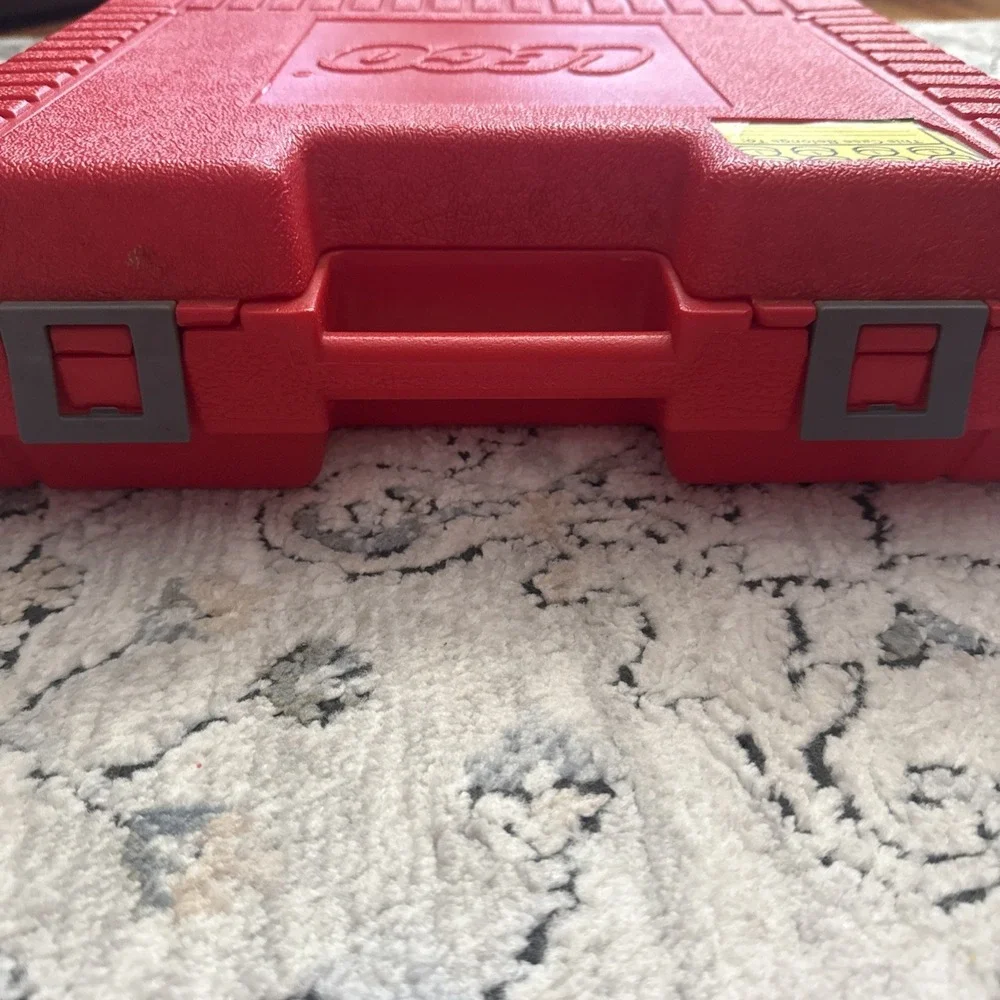 Vintage 1985 Lego Group Large Hard Plastic Red Storage Carrying Case Lift Top